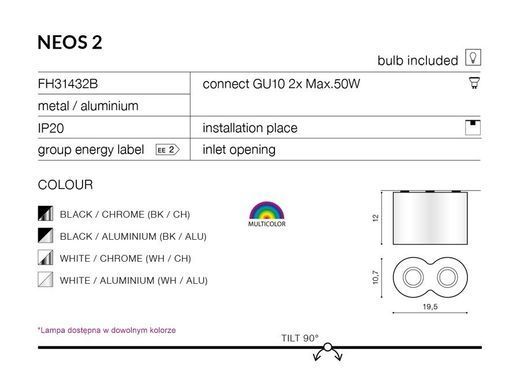 Світильник Azzardo FH31432B WH/ALU NEOS 2 White Aluminium (AZ0608) - Azzardo (Польща)