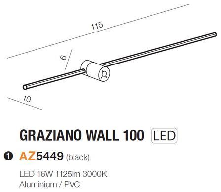 Настінний світильник AZzardo GRAZIANO 100 Black - Azzardo (Польща)