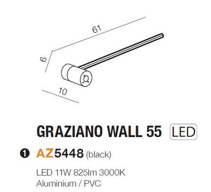 Настінний світильник AZzardo GRAZIANO 55 Black - Azzardo (Польща)