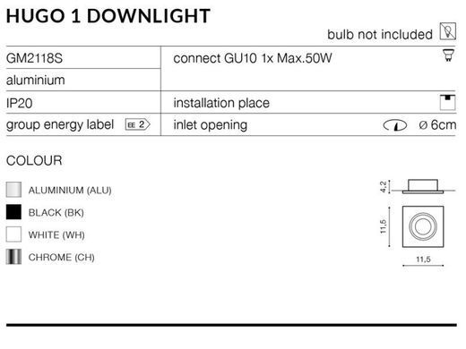 Точечный светильник Azzardo Hugo 1 Downlight GM2118S WH (AZ1735), без вставки - Azzardo (Польша)