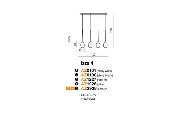 Підвісний світильник Azzardo MD1288B-4BL IZZA 4 pendant black (AZ0100) - Azzardo (Польща)