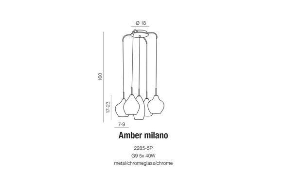 Подвесной светильник AZzardo Amber Milano AZ0722 chrome - Azzardo (Польша)