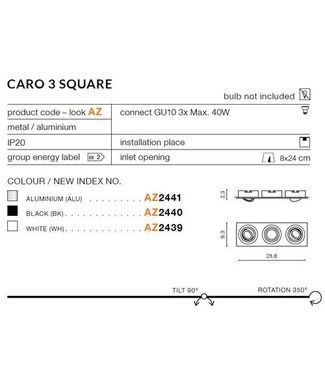 Точковий світильник Azzardo Caro 3 Square SN-6813S-BK (AZ2440) - Azzardo (Польща)