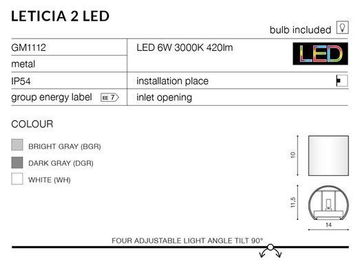 Cветильник Azzardo Leticia 2 Led GW-A310 WH (AZ2190) - Azzardo (Польша)