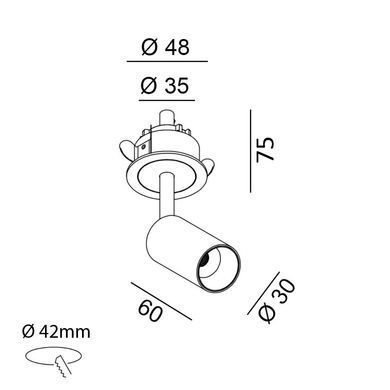 Врезной точечный светильник LTX NANO TUB S TRIM, D30mm, Н60mm, 3000K - LTX (Польша)