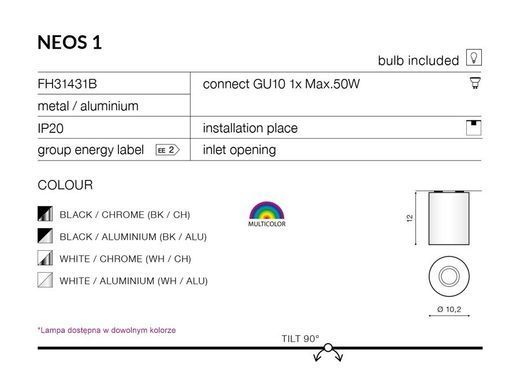 Светильник Azzardo FH31431B WH/ALU NEOS 1 White Aluminium (AZ0606) - Azzardo (Польша)