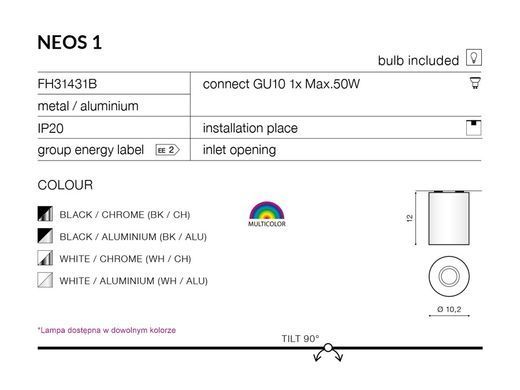 Світильник Azzardo FH31431B WH/CH NEOS 1 White Chrome (AZ0707) - Azzardo (Польща)