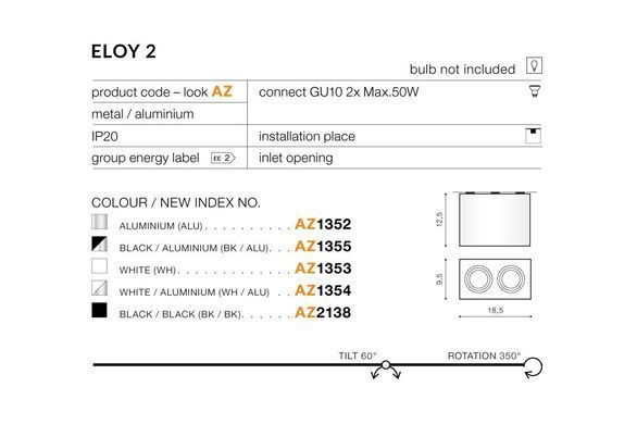Світильник Azzardo GM4204-WH-ALU ELOY 2 White Aluminium (AZ1354) - Azzardo (Польща)