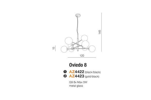 Подвесной светильник Azzardo OVIEDO 8 - Azzardo (Польша)