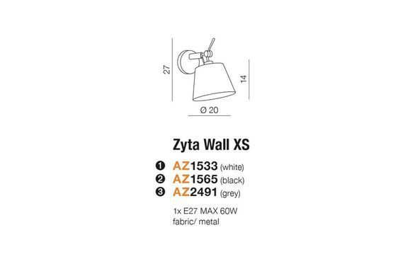 Бра Azzardo AZ1533 Zyta Wall XS White - Azzardo (Польша)